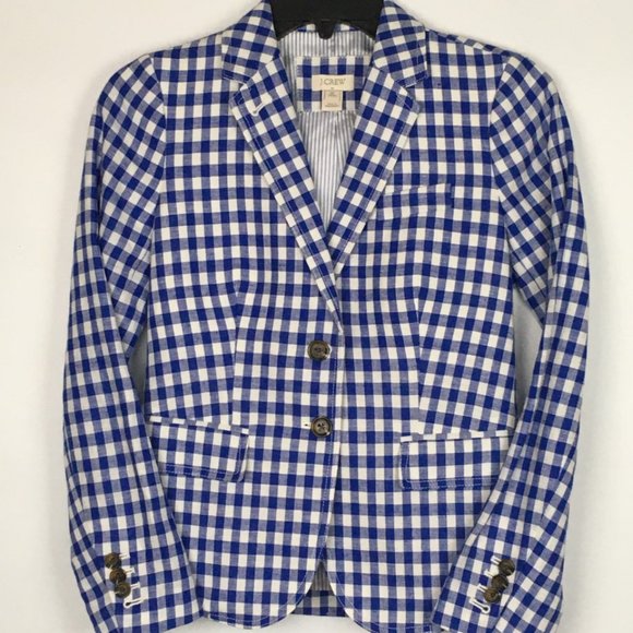 NEW J Crew Campbell Blue Blazer In Gingham NWOT - Picture 3 of 8